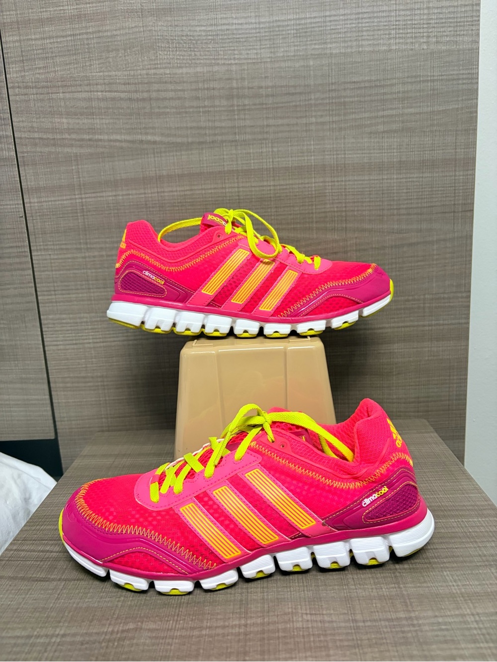 adidas Women's Hot Pink and Yellow Athletic Running Shoes